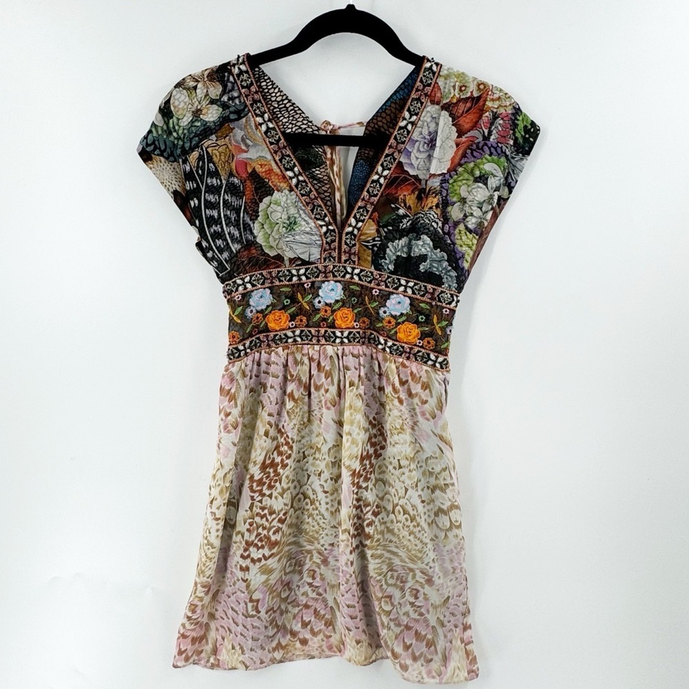 ✅ Meghan Los Angeles Women's Mini Dress Size 2 Boho Hippie Gypsy Embroidered